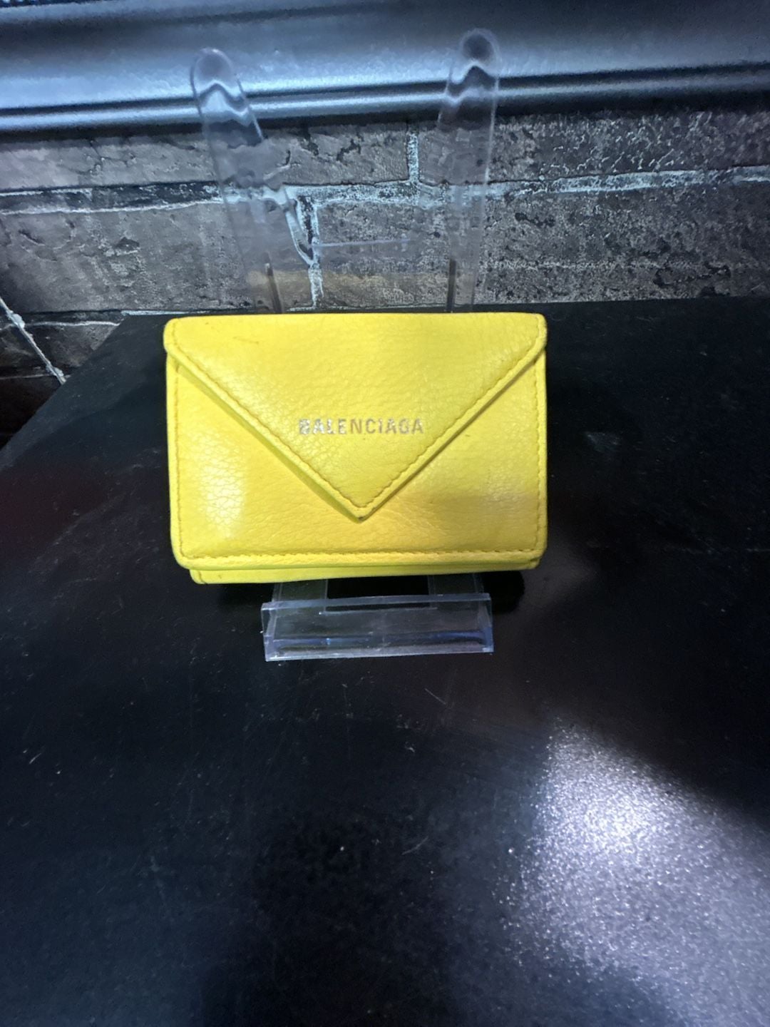Balenciaga Papier Mini Trifold Wallet in Yellow Leather 2
