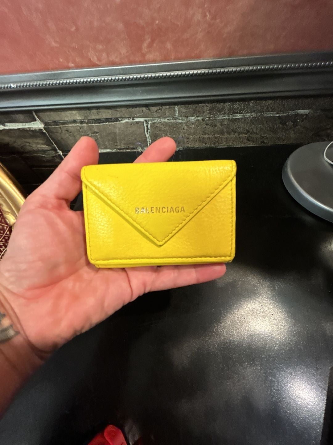 Balenciaga Papier Mini Trifold Wallet in Yellow Leather 3