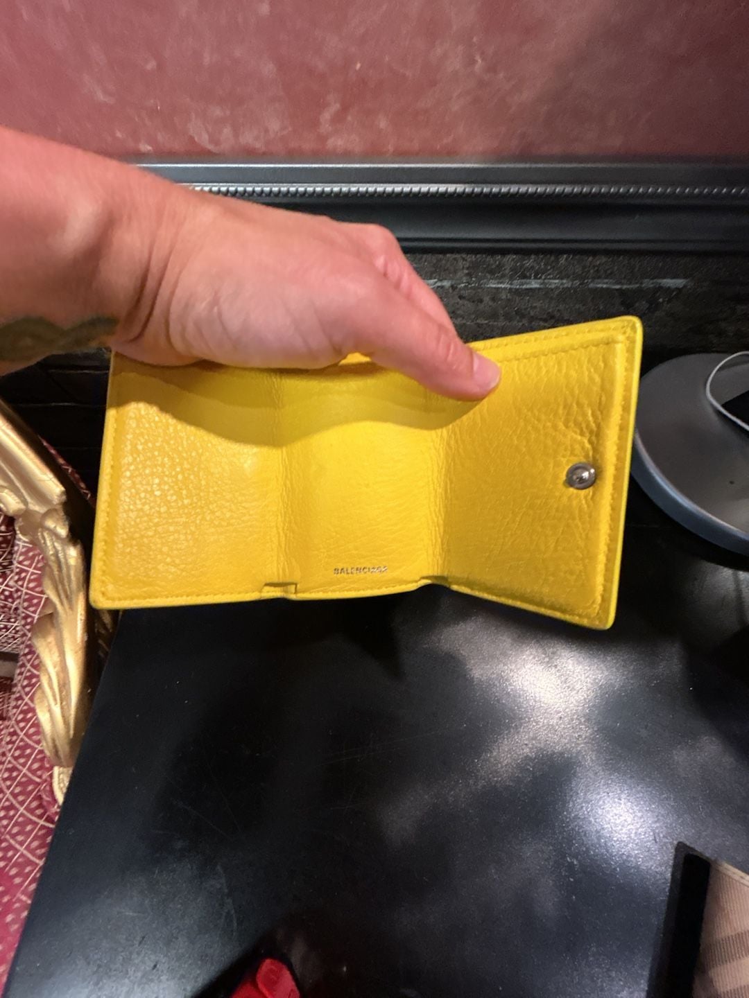 Balenciaga Papier Mini Trifold Wallet in Yellow Leather 5