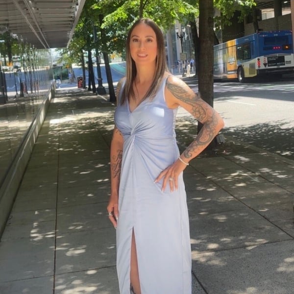 Abercrombie & Fitch Twist-Front Draped Satin Maxi Dress in Light Blue