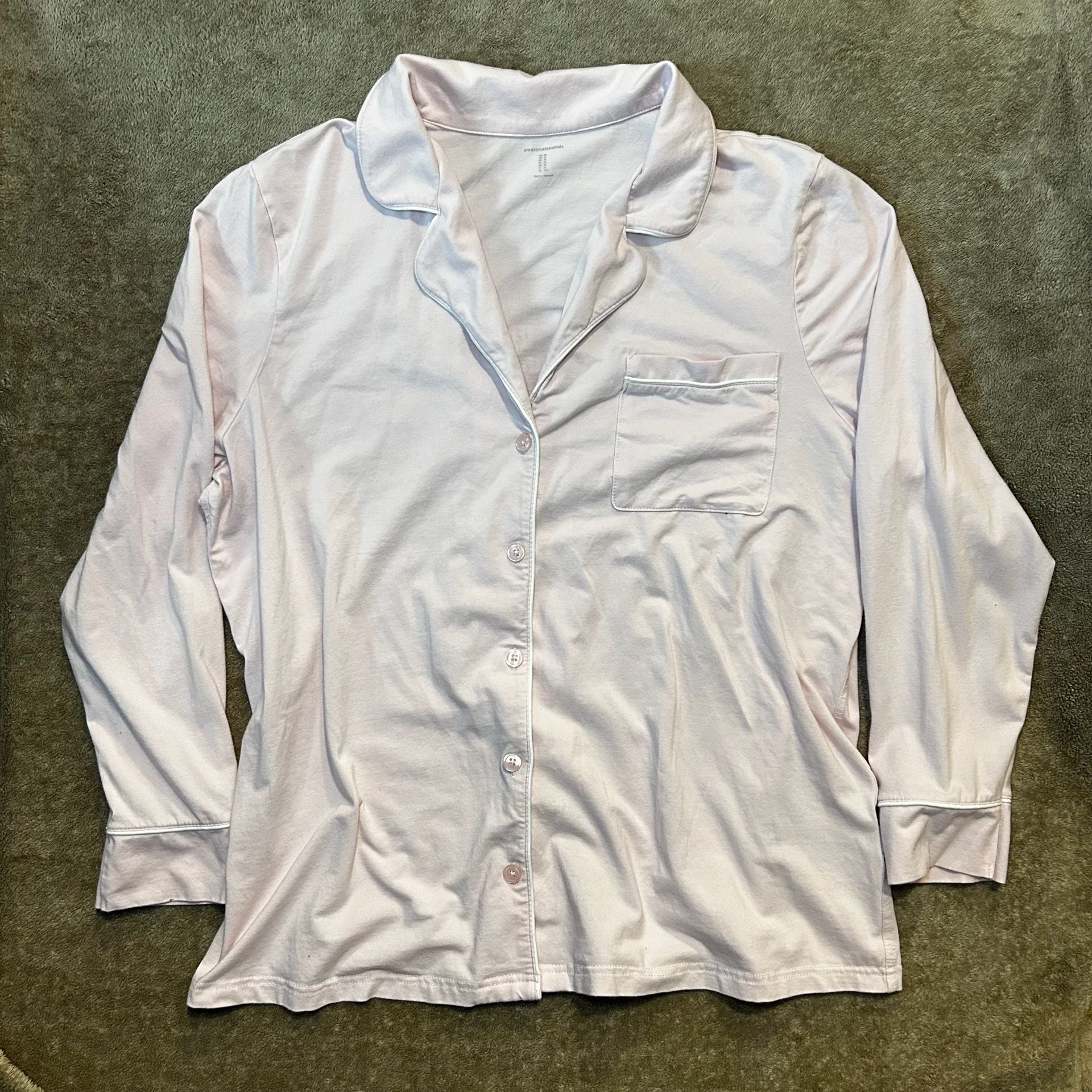Amazon Essentials Women's Long Sleeve Button-Down Cotton Pajama Set Size XL 1