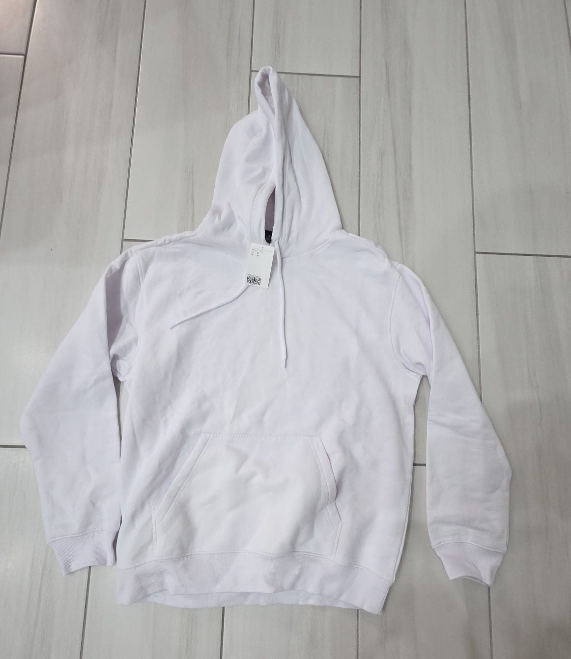 H&M Relaxed Fit White Pullover Hoodie 1
