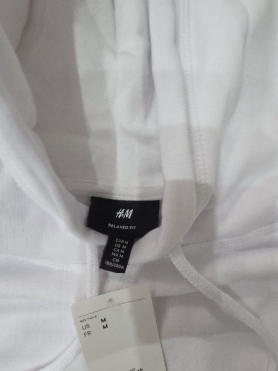H&M Relaxed Fit White Pullover Hoodie 3