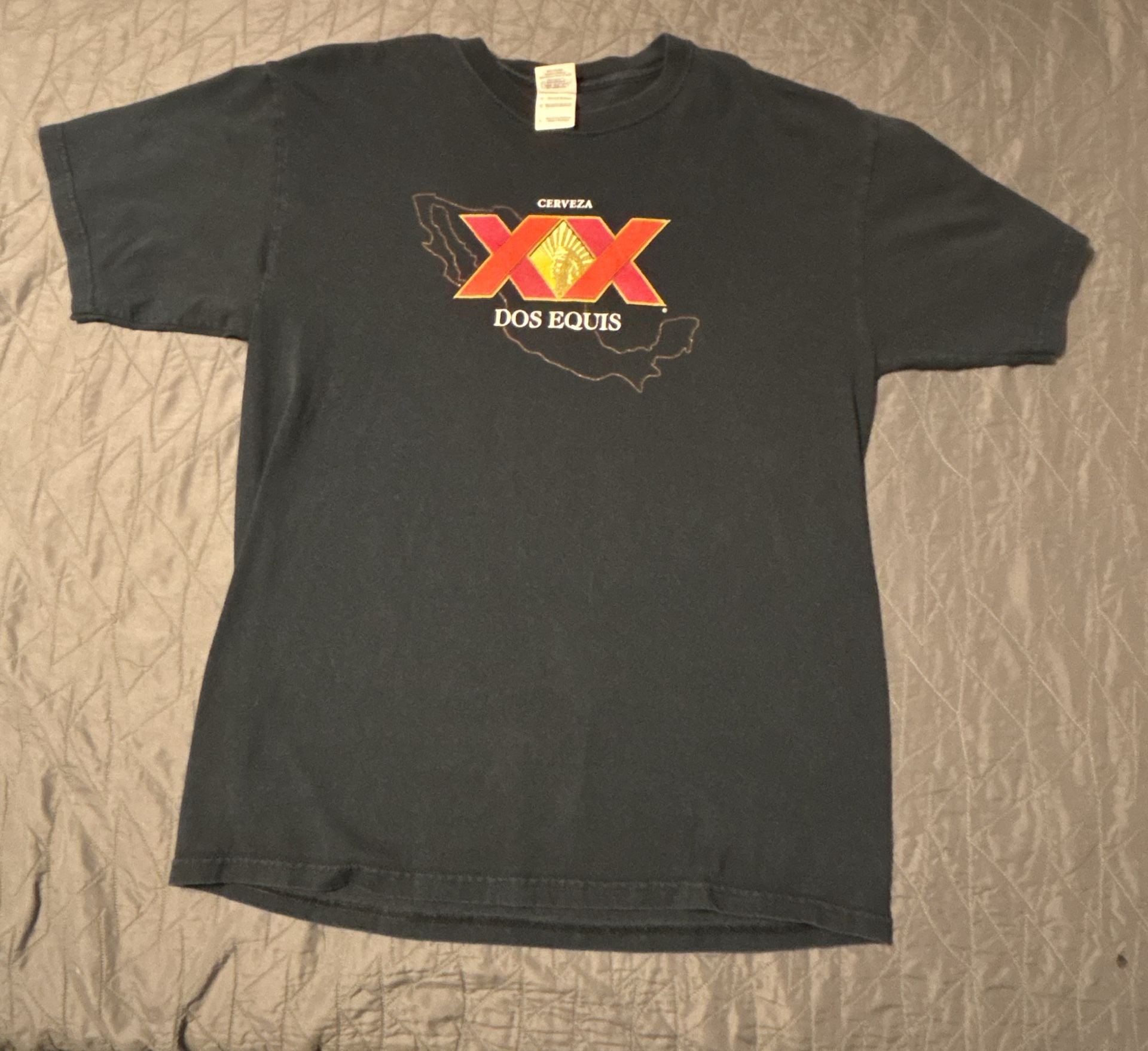 Vintage Y2K Dos Equis Cerveza XX T-Shirt Mexico Map Black Mens L 1