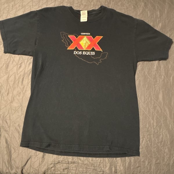 Vintage Y2K Dos Equis Cerveza XX T-Shirt Mexico Map Black Mens L
