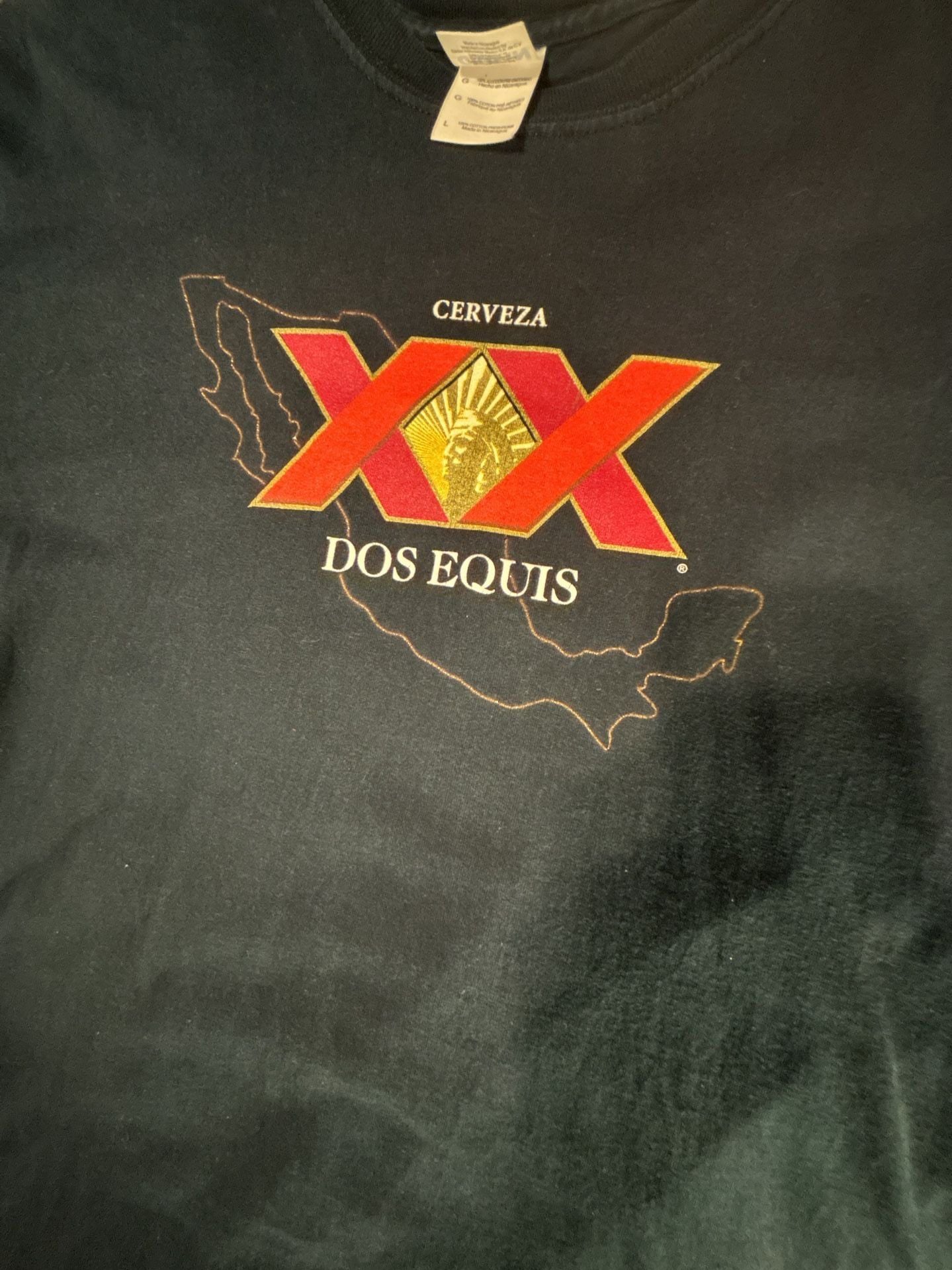 Vintage Y2K Dos Equis Cerveza XX T-Shirt Mexico Map Black Mens L 3