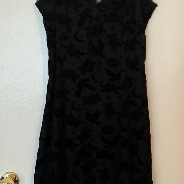 Cosmic Aura Dark Celestial Flocked Cami Dress