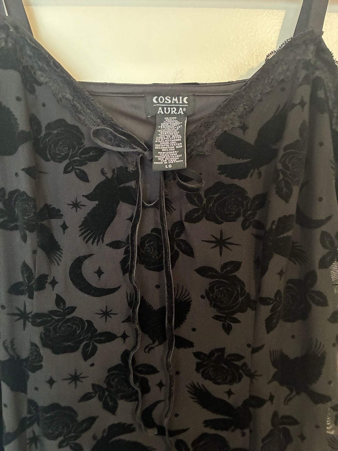 Cosmic Aura Dark Celestial Flocked Cami Dress 4