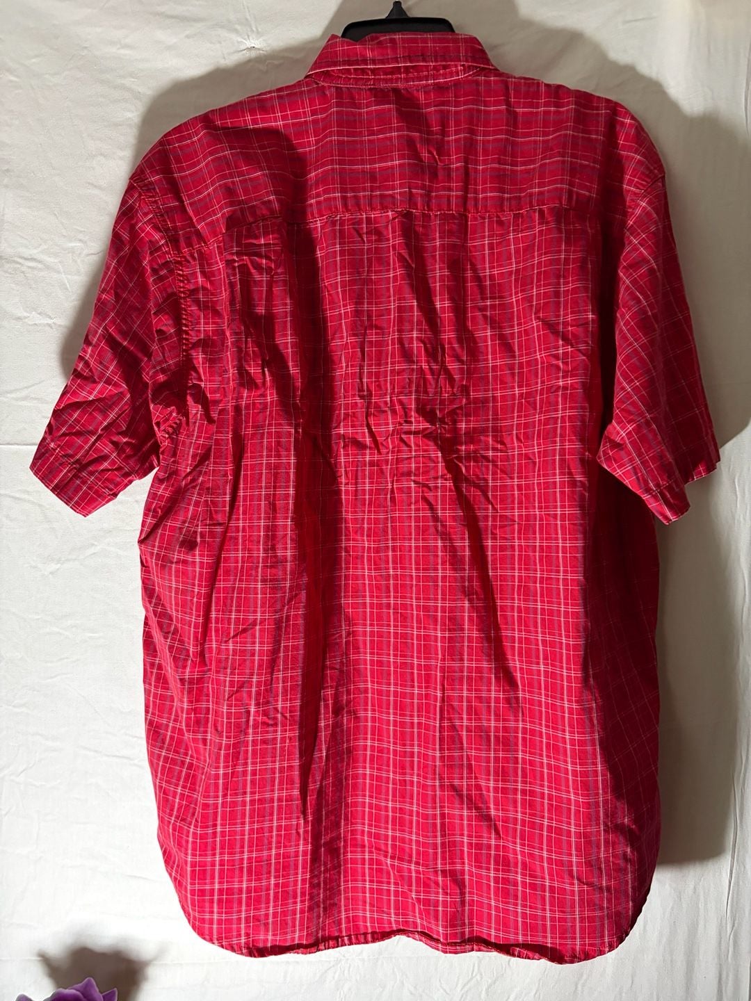 Wrangler Hero Men's Red and White Plaid Short Sleeve Button-Down Shirt 4