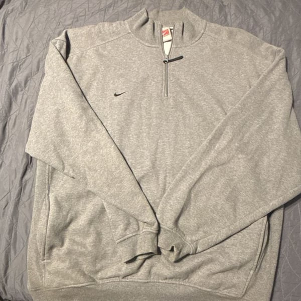 Vintage Nike Team Quarter Zip Pullover Sweatshirt Men’s XXL Gray Red Tag