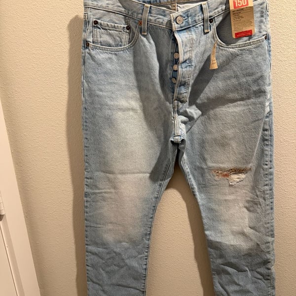 Levi's 501 Original 150th Anniversary Limited Edition Straight Leg Jeans with Floral Patch Detail