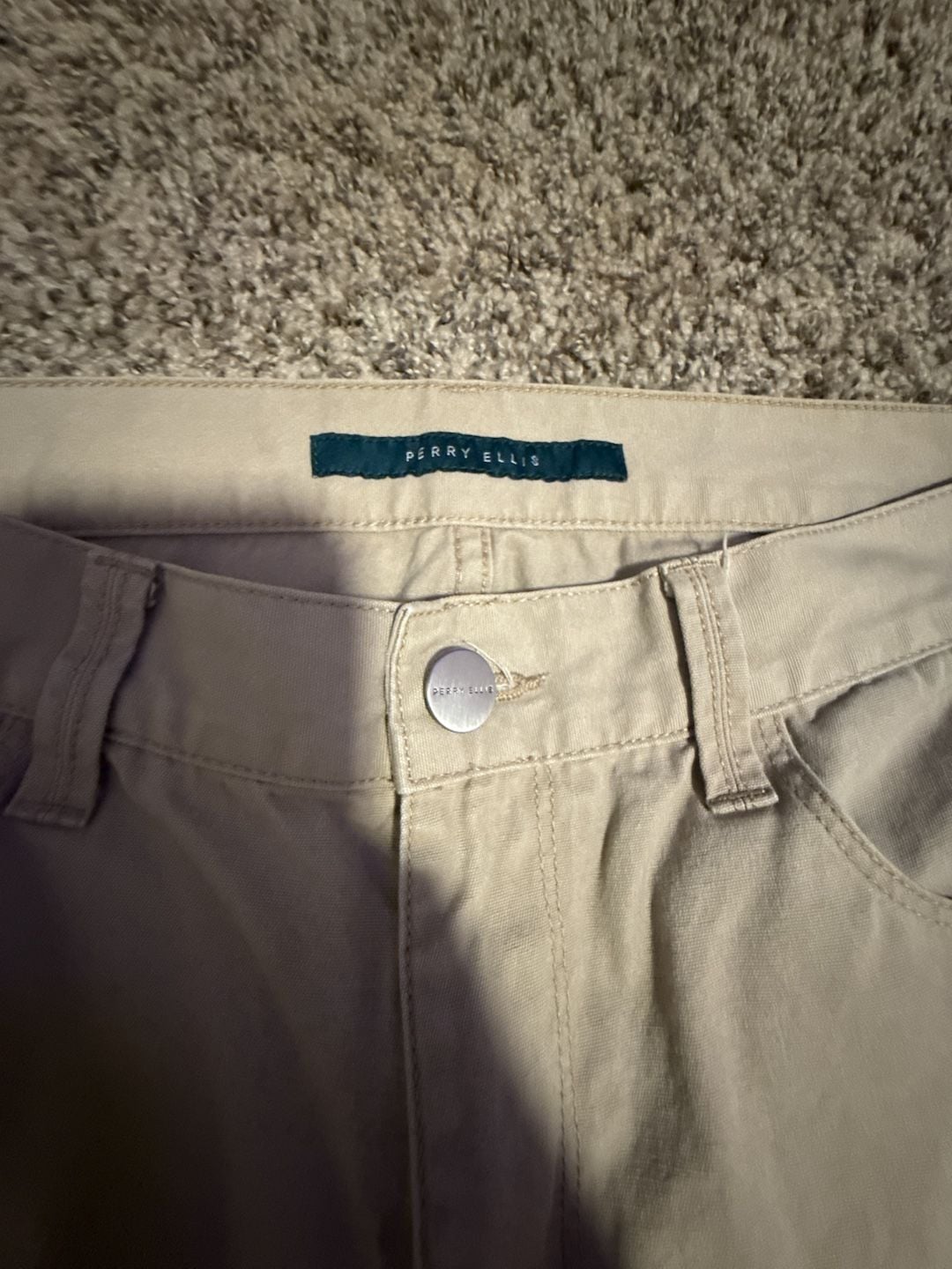 Perry Ellis Men's Beige Casual Five-Pocket Pants 1