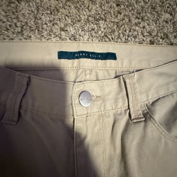 Perry Ellis Men's Beige Casual Five-Pocket Pants
