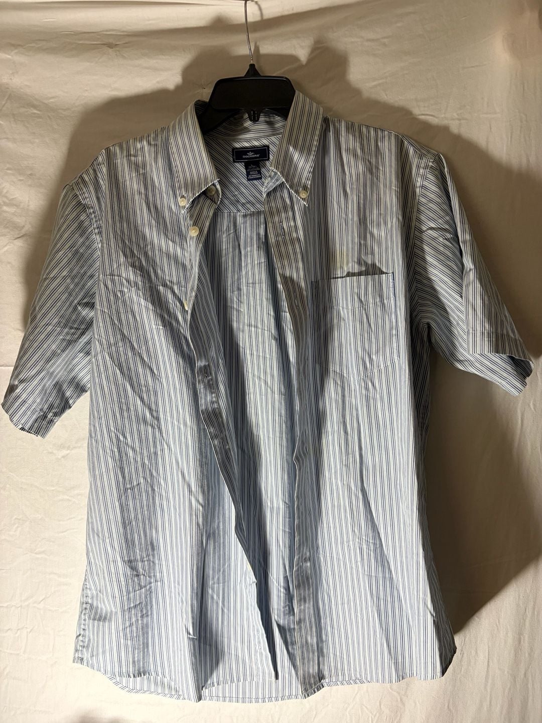 Dockers Men's No Wrinkle Stain Defender Short Sleeve Button Down Striped Shirt 3
