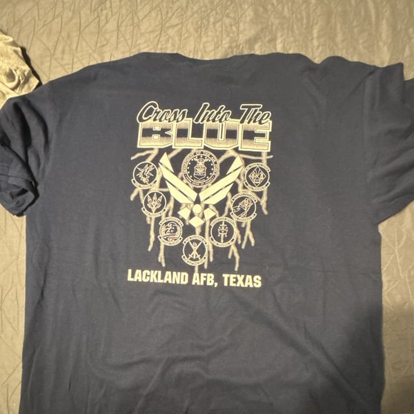 Air Force Lackland AFB Texas BMT Cross Into The Blue T-Shirt Navy Mens