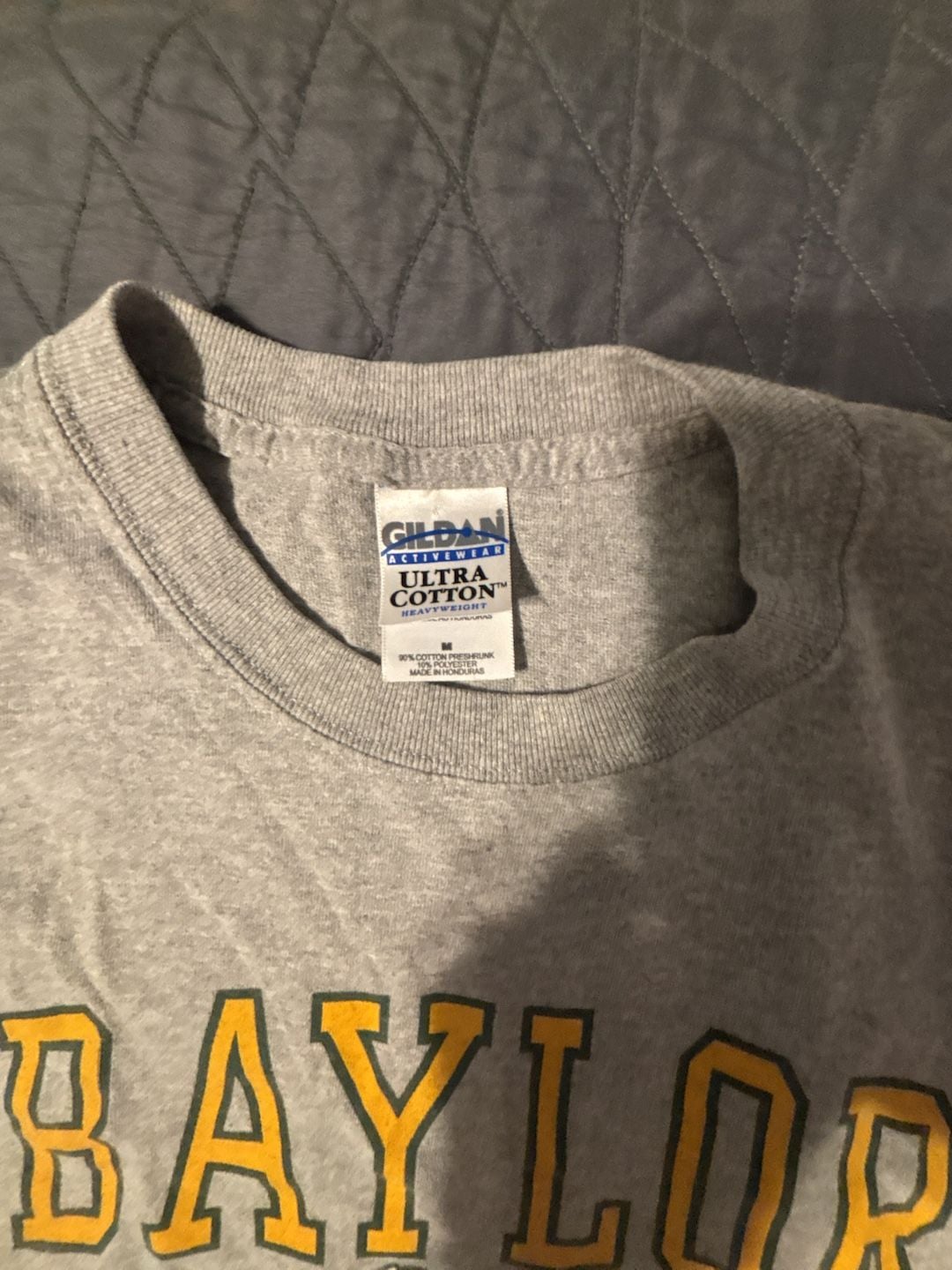 Baylor University Bears Bruiser Bear Logo T-Shirt Gray Mens Medium Gildan 3