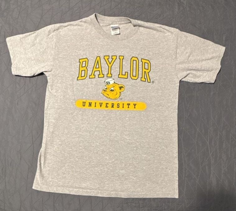 Baylor University Bears Bruiser Bear Logo T-Shirt Gray Mens Medium Gildan 2