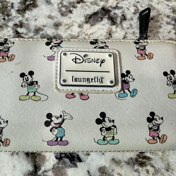 Loungefly Disney Mickey Mouse Pastel Poses All Over Print Zip-Around Wallet
