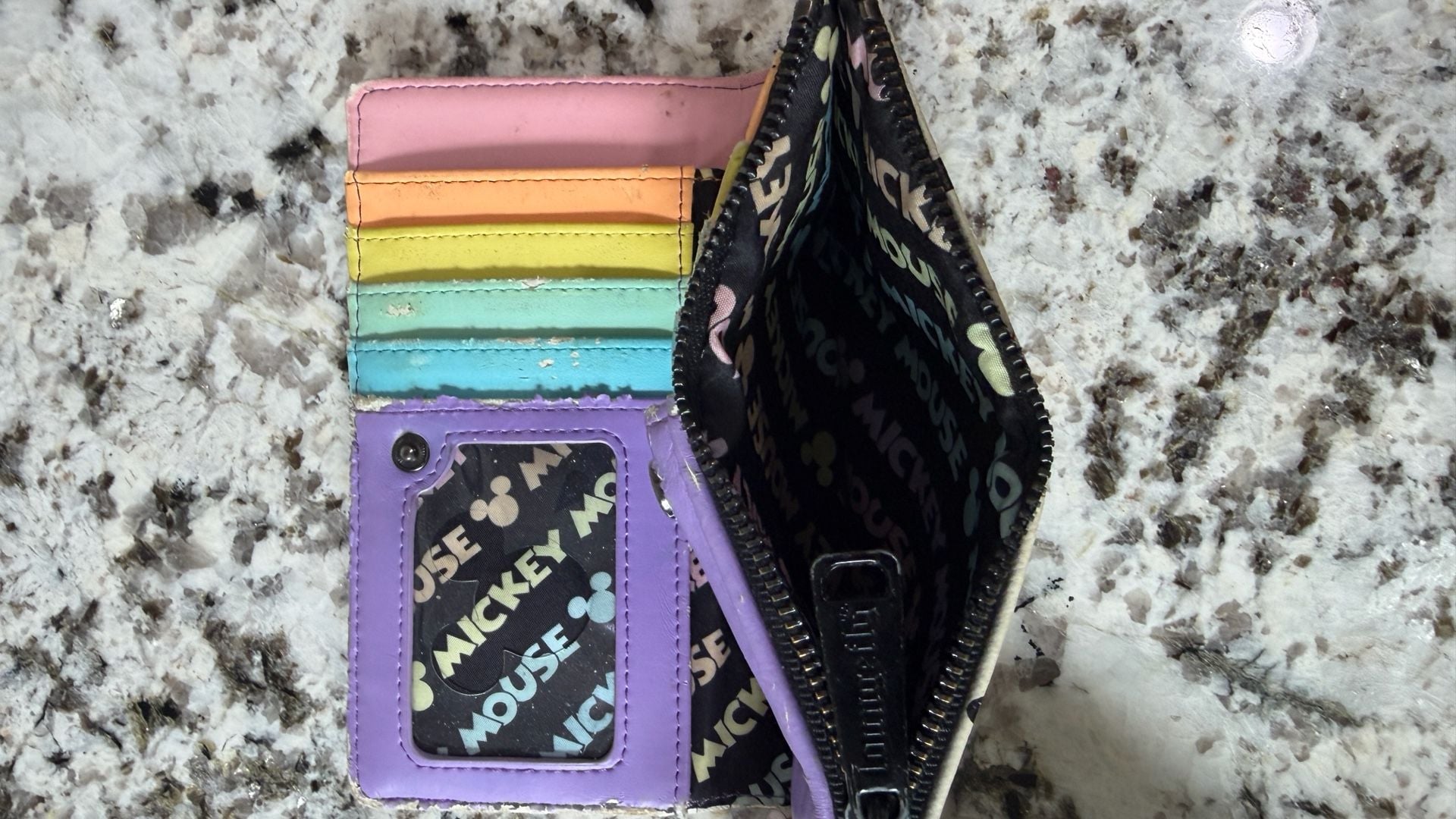 Loungefly Disney Mickey Mouse Pastel Poses All Over Print Zip-Around Wallet 4