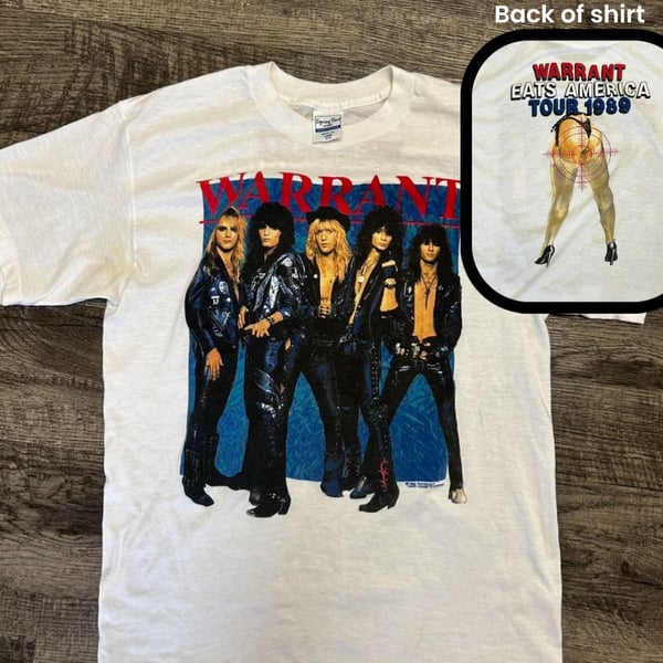 Vintage 1989 Warrant 'Eats America' Tour Concert T-Shirt