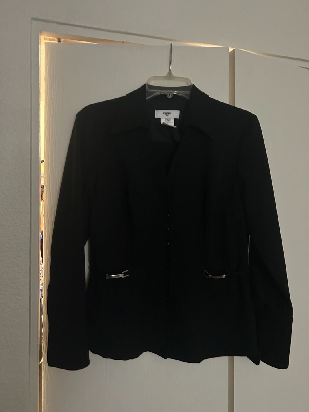 Vertigo Paris Petite Black Blazer with Silver Hardware Detail 2