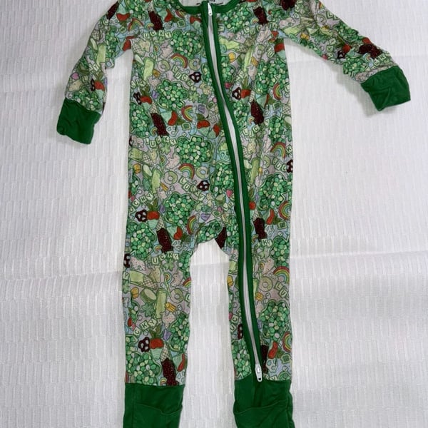 Meraki Hollow Lucky St. Patrick's Day Bamboo Zipper Footie Romper
