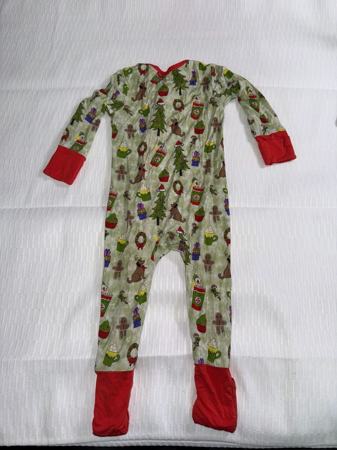 Meraki Hollow Christmas Print Bamboo Baby Zipper Romper 4