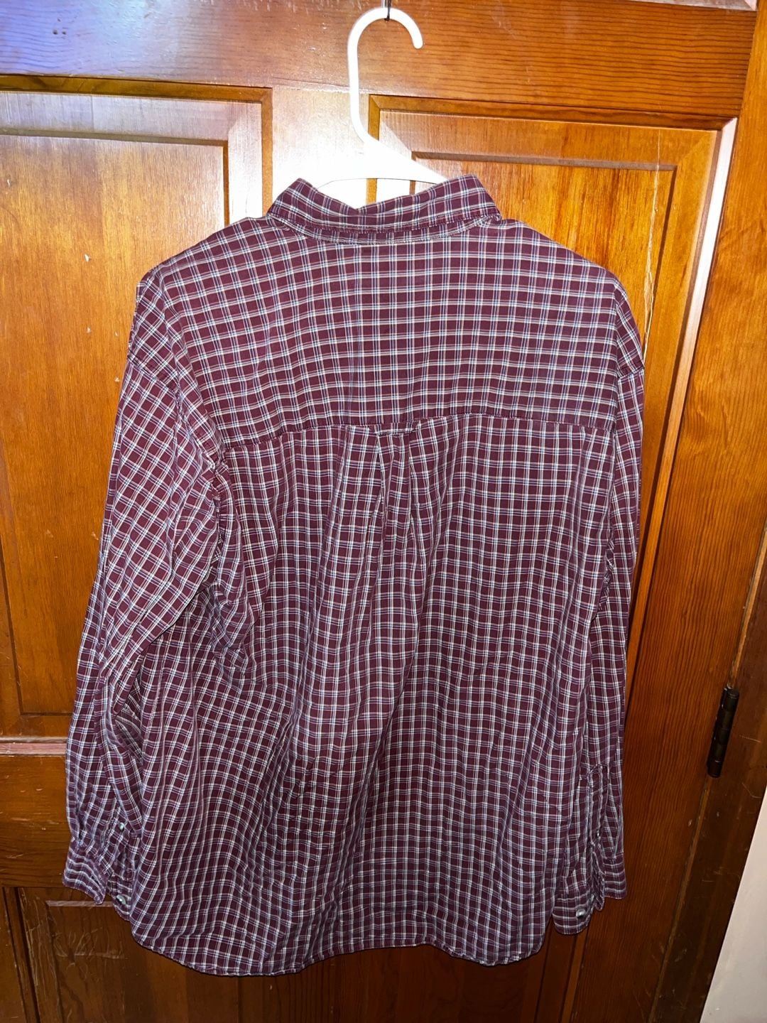 Columbia Sportswear Men's Long Sleeve Button-Down Plaid Shirt, Burgundy and White, Size Large 3