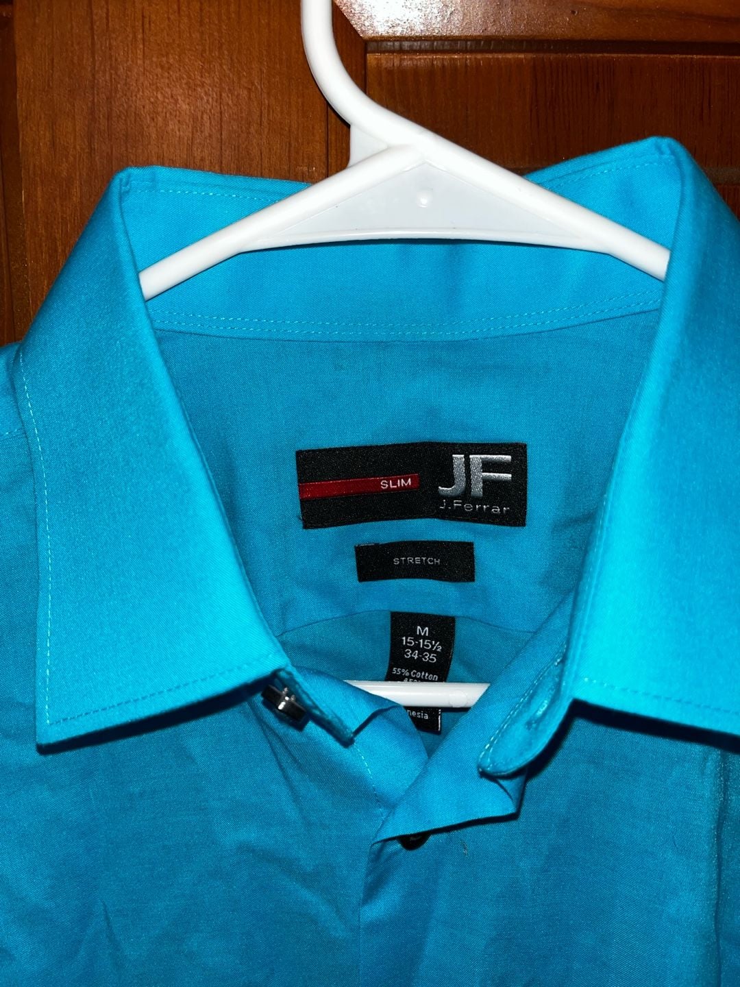 JF J.Ferrar Men's Slim Fit Long Sleeve Stretch Dress Shirt - Bright Blue 3
