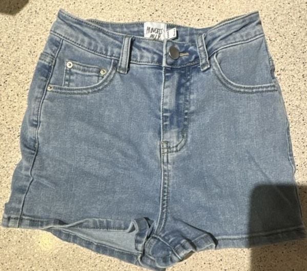 Princess Polly High-Waisted Blue Denim Shorts 1