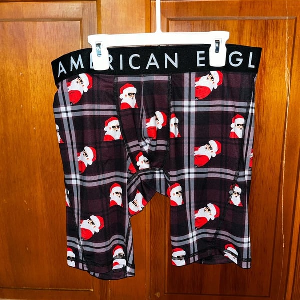 American Eagle Flex Santa Claus Plaid Print 6" Boxer Briefs