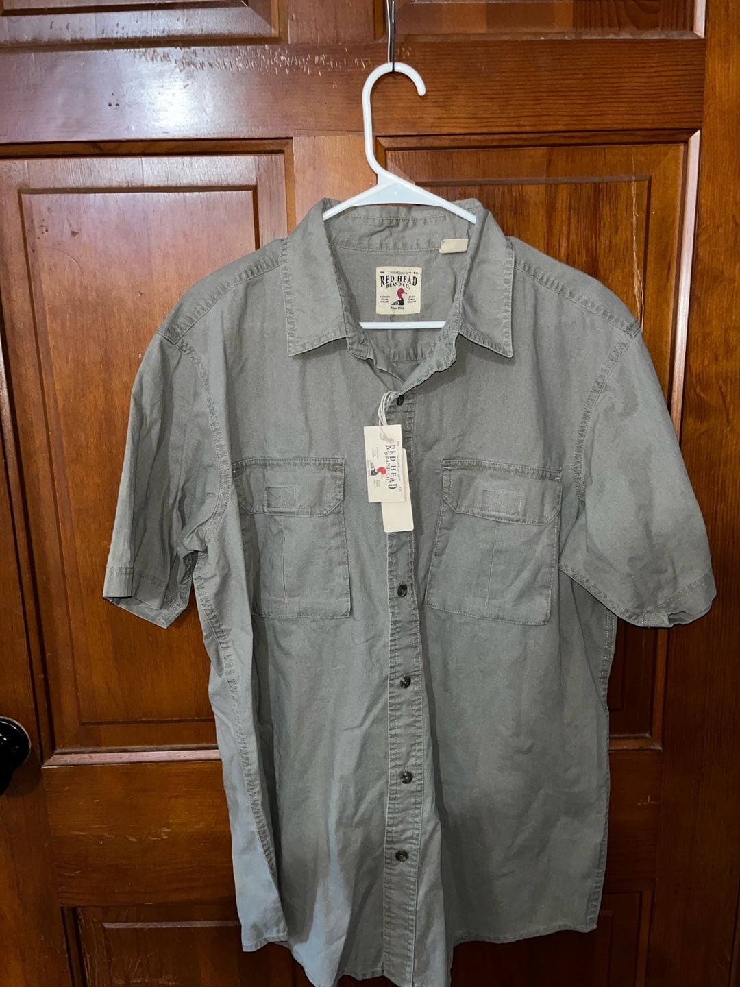 RedHead Brand Co. Timberwolf Men's Short Sleeve Button-Down Cedar Solid Shirt 1
