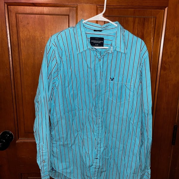 American Eagle Outfitters Men's Vintage Fit Long Sleeve Striped Button Down Shirt XL