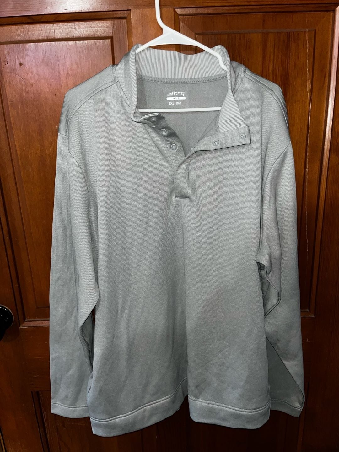 BCG Golf Men's Gray Snap Button Long Sleeve Pullover 3