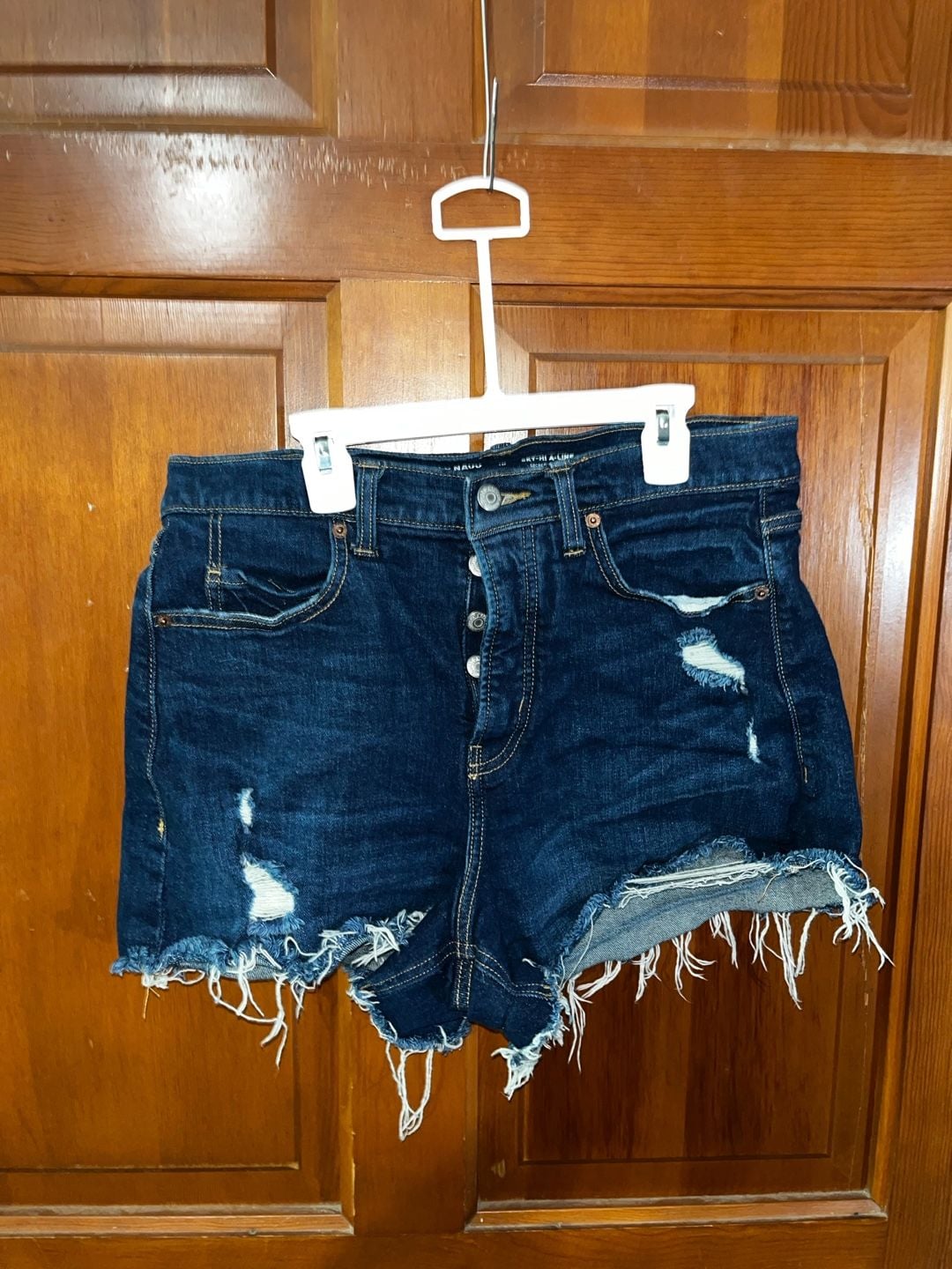 Old Navy Sky-Hi A-Line Secret Smooth Pockets Distressed Denim Shorts 2