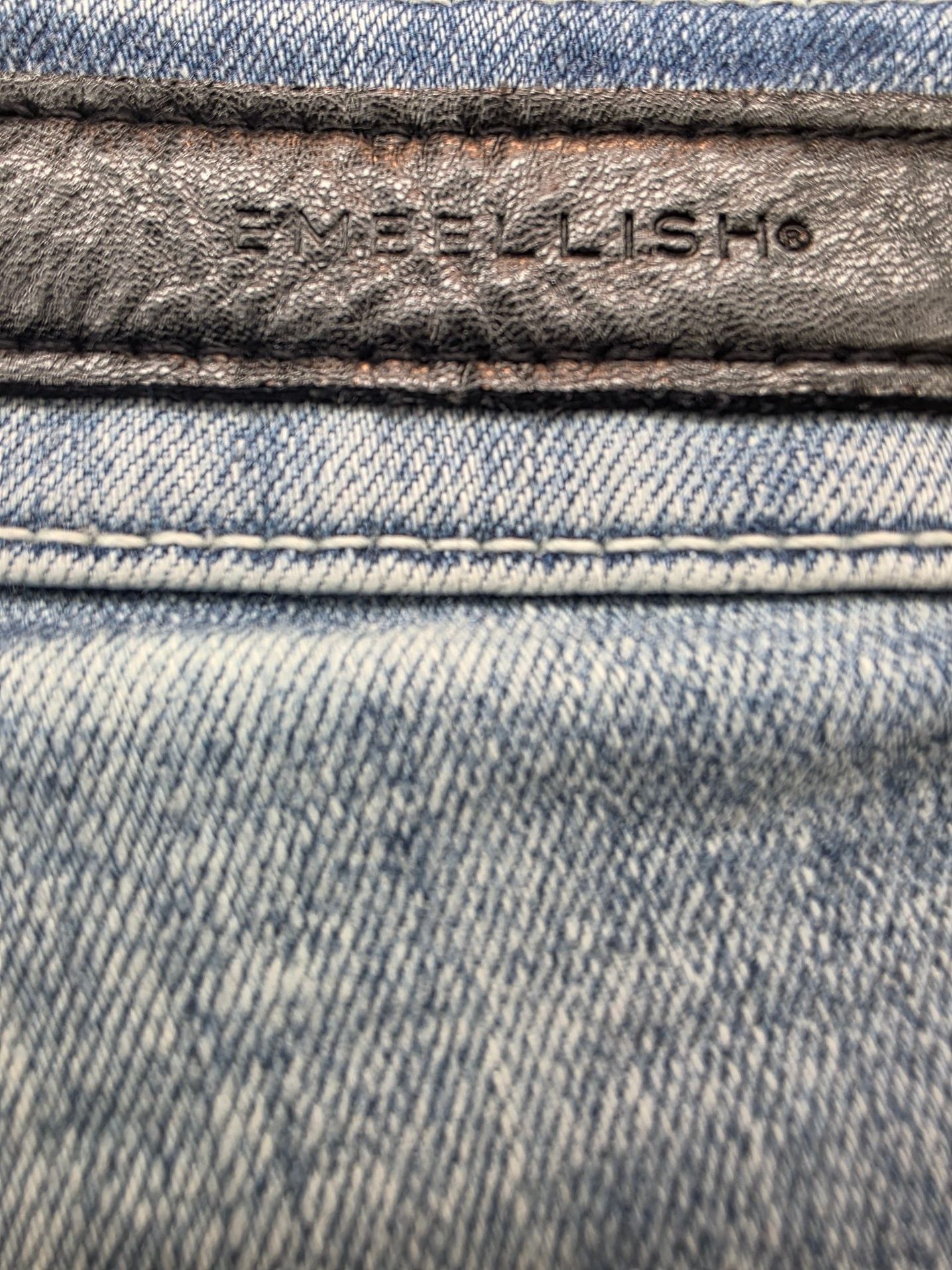 Embellish NYC Men's Distressed Slim Fit Jeans with Stitched Wave Detailing 13