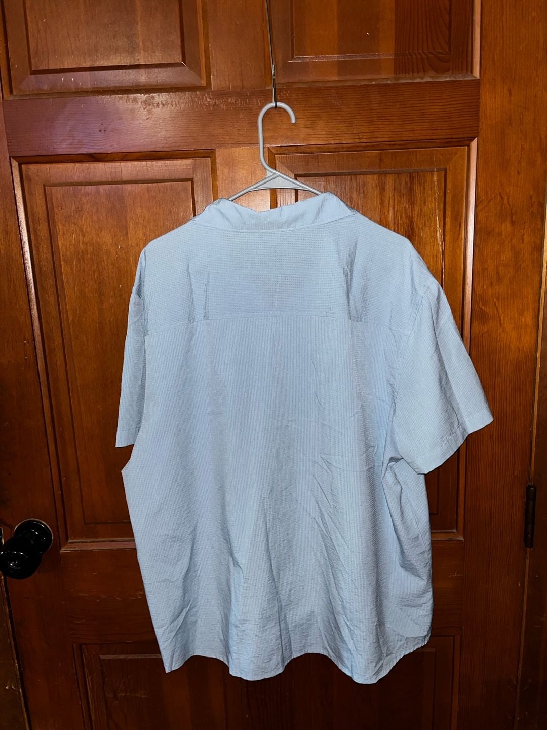 Skechers Men's Short Sleeve Button-Down Camp Shirt, Light Blue Texture 3