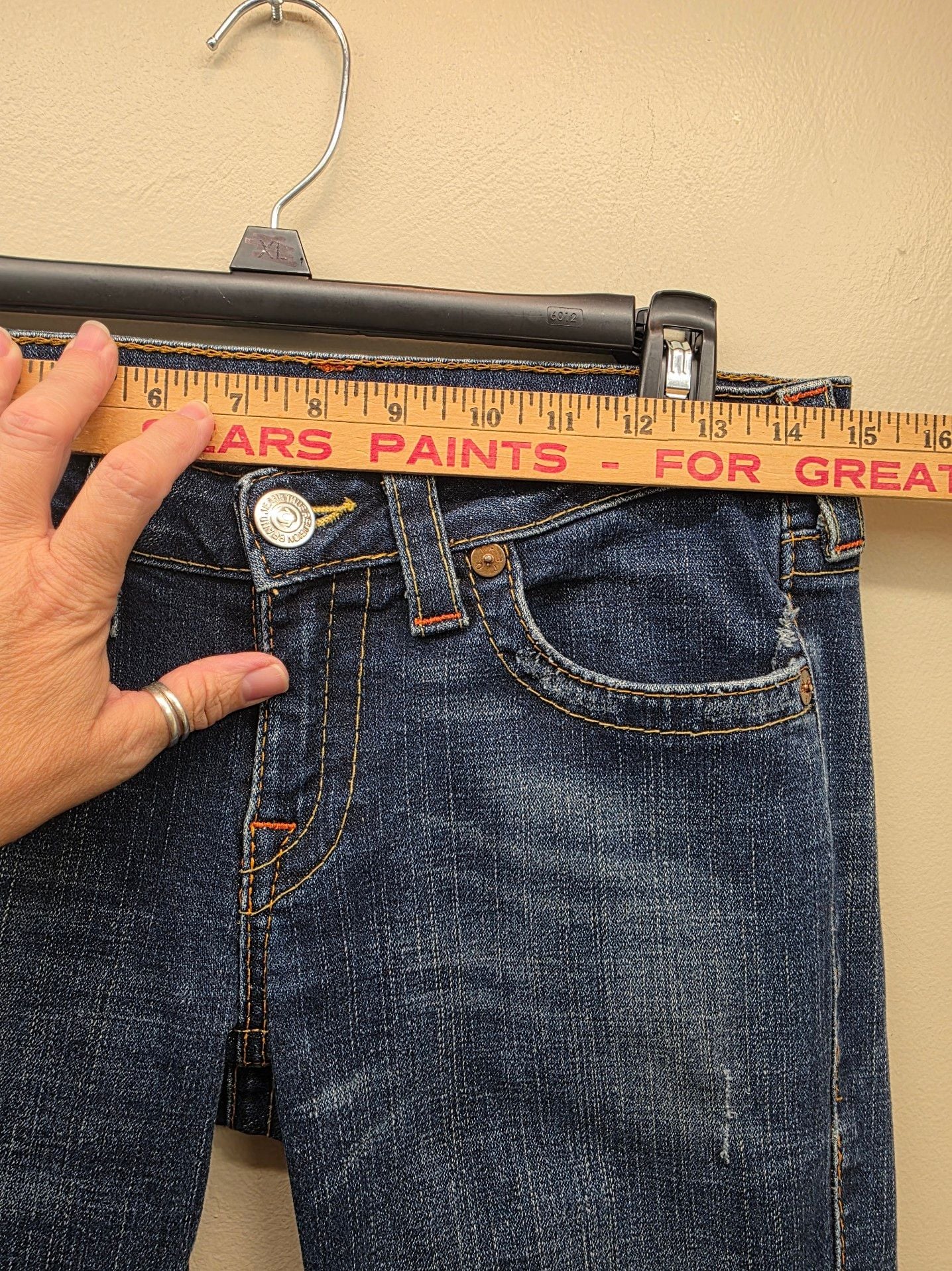True Religion Joey Bootcut Distressed Denim Jeans 8
