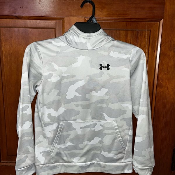 Under Armour Youth Gray and White Camouflage Loose Fit Pullover Hoodie