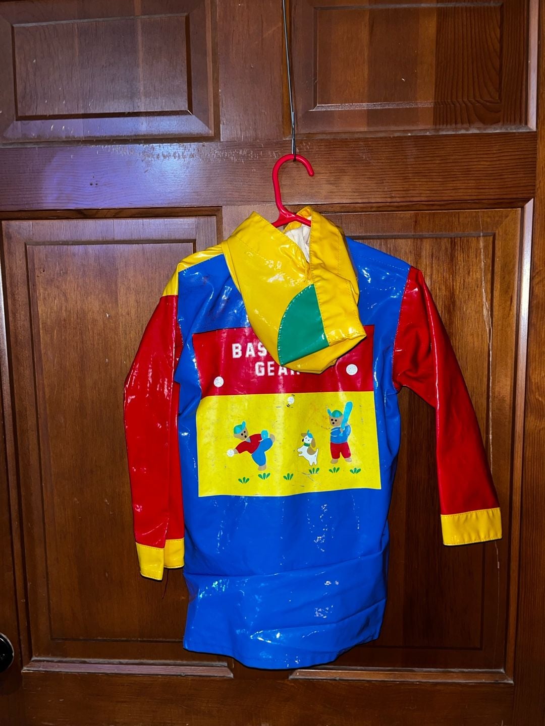 Vintage Kids Baseball Themed Vinyl Raincoat Size 3 3