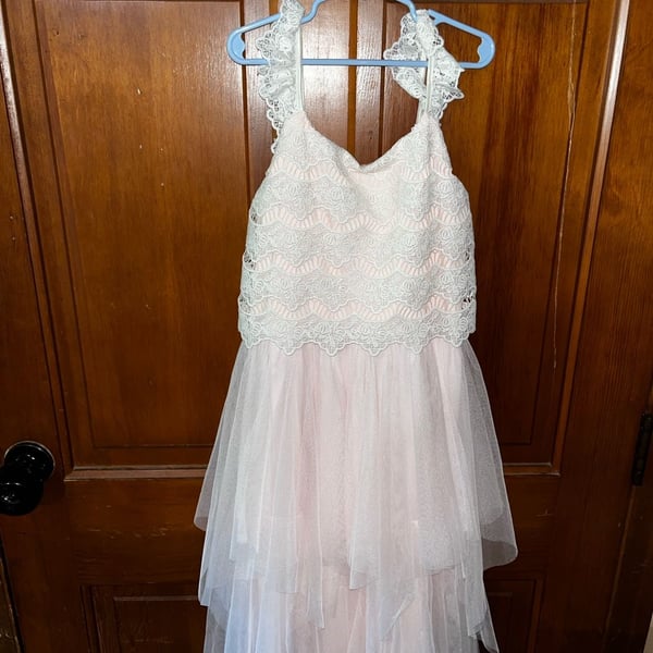 lilt Girls Pink Lace Bodice Tulle Tiered Dress