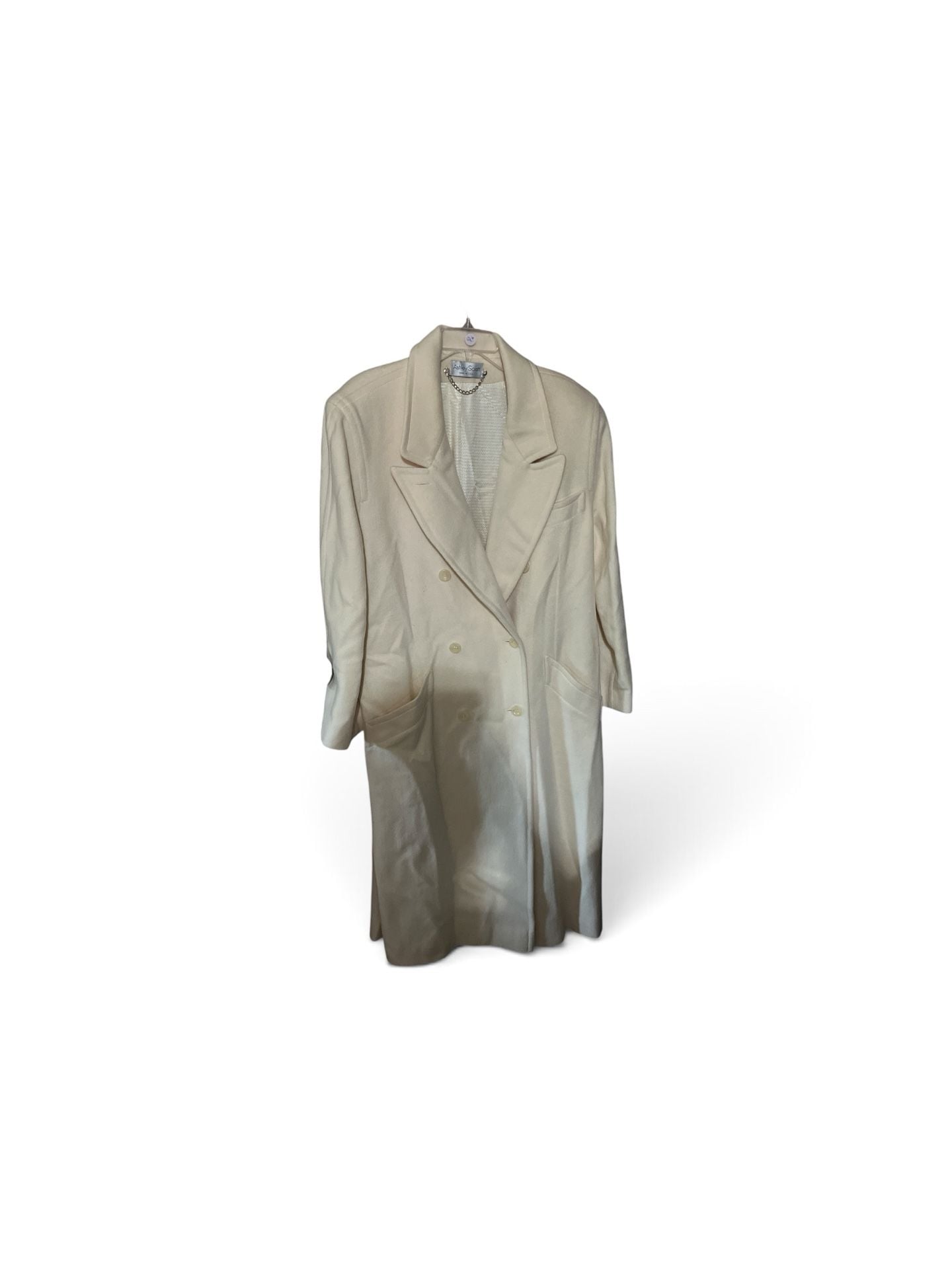 Ashley Scott Vintage Double-Breasted Cream Wool Trench Coat 2