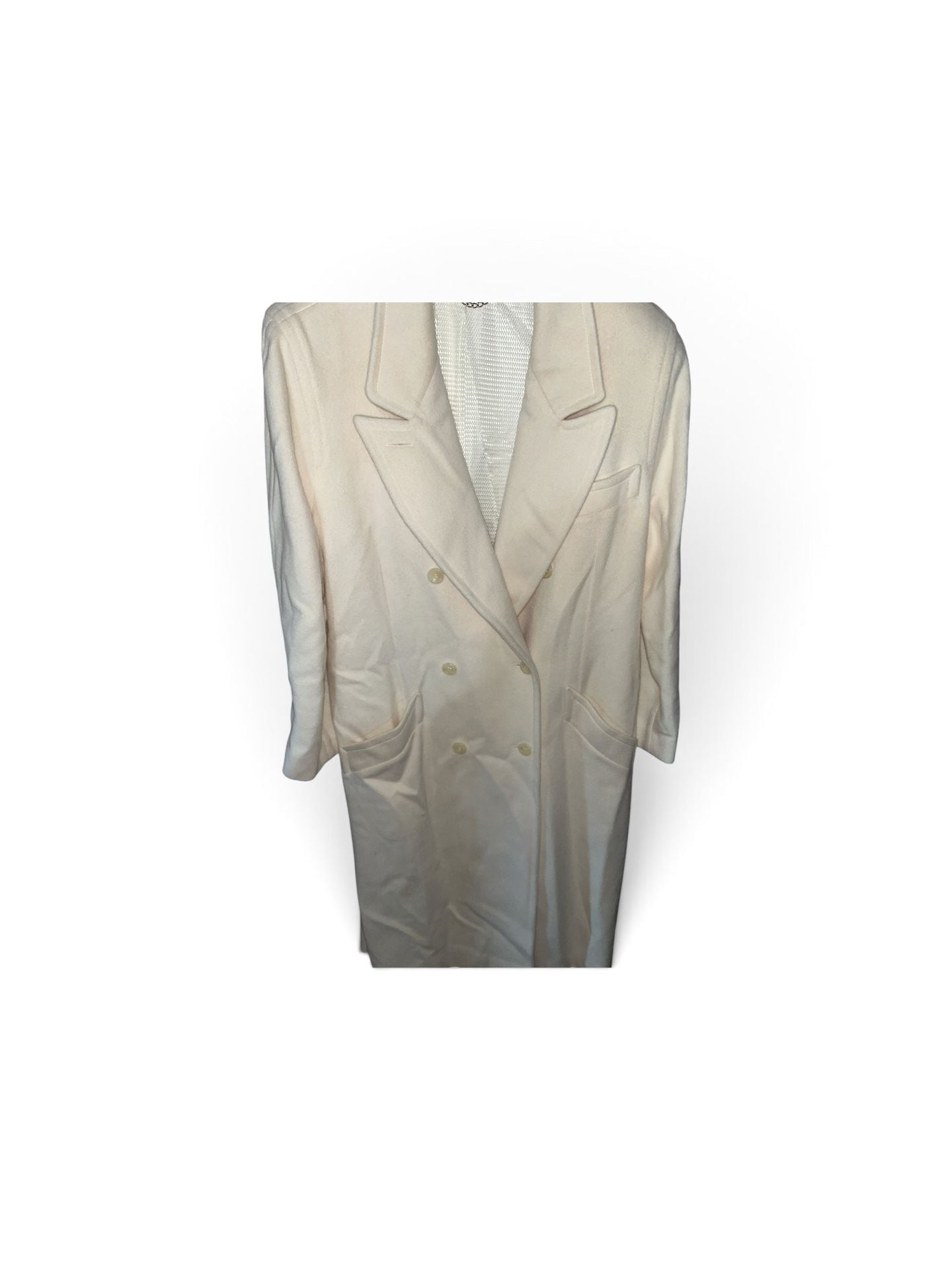 Ashley Scott Vintage Double-Breasted Cream Wool Trench Coat 4