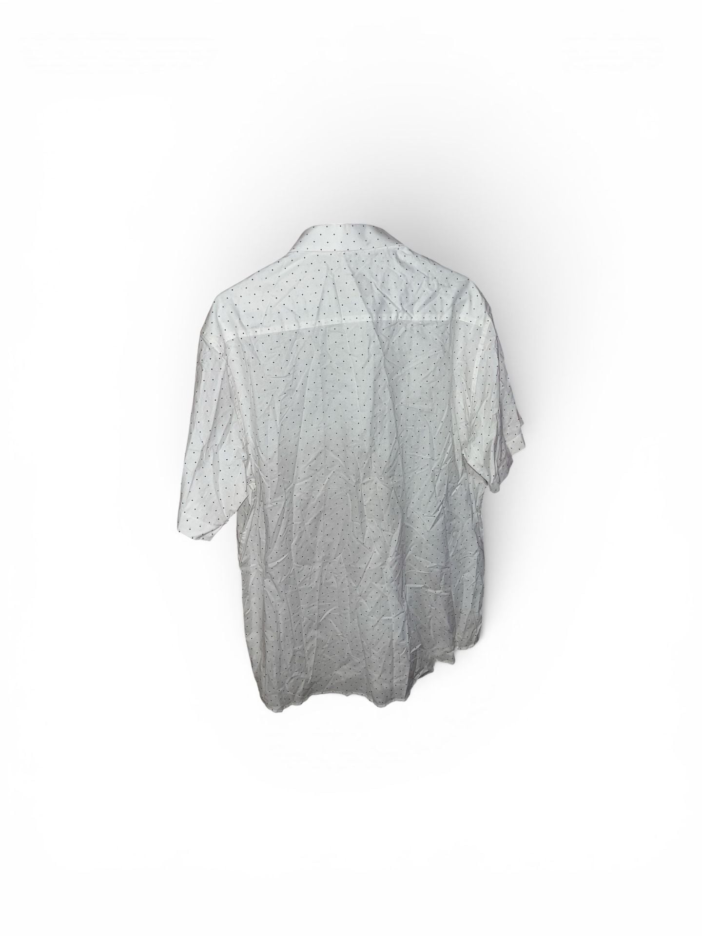 The Crown Men's White Short Sleeve Button-Up Shirt with Black Polka Dot Print 3