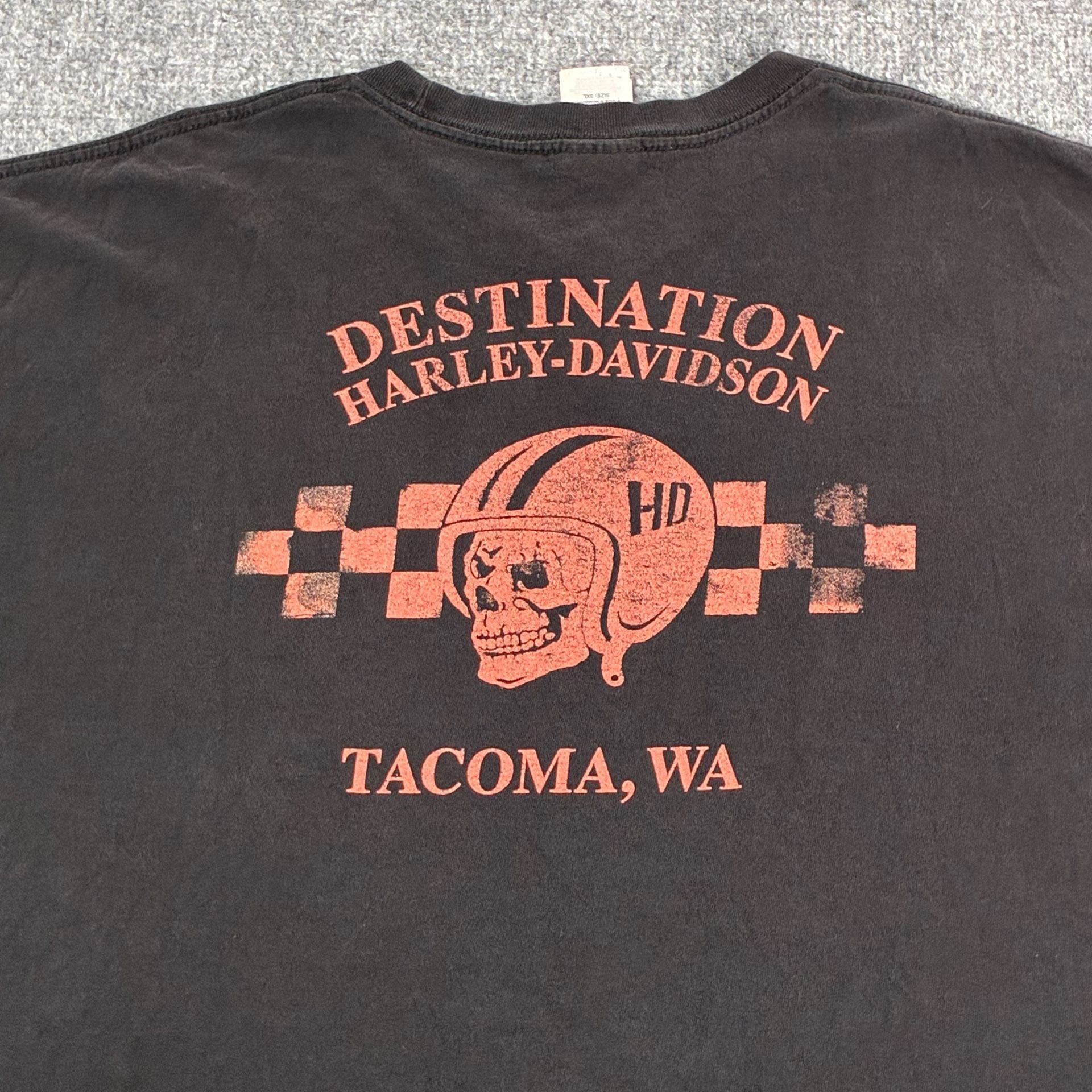 Vintage Harley-Davidson Destination Tacoma WA Graphic T-Shirt Welder Design Size 3XL 8