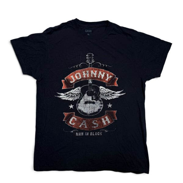 Johnny Cash Man In Black Winged Guitar Graphic T-Shirt