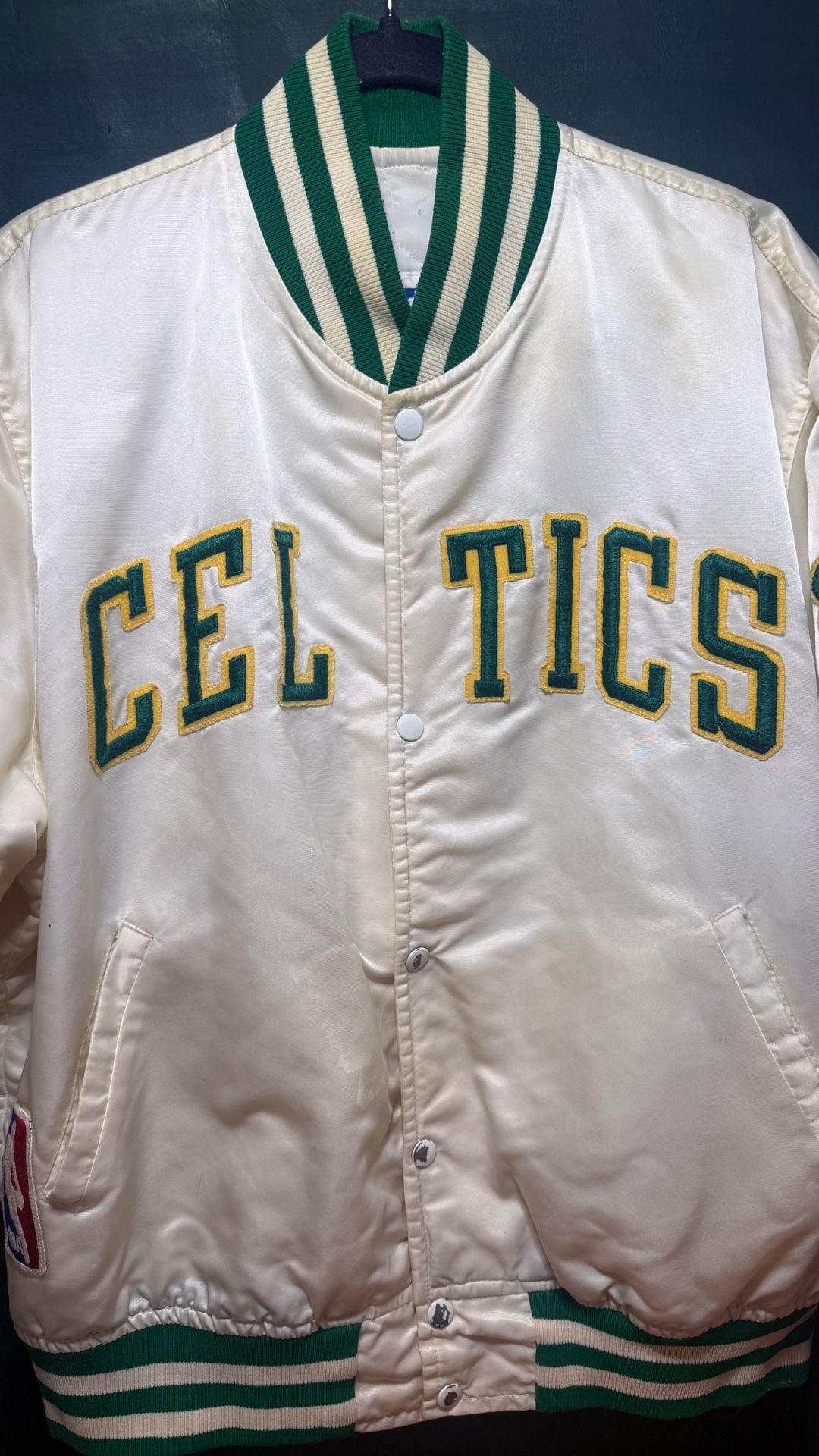 Vintage White Satin Boston Celtics NBA Starter Jacket 4