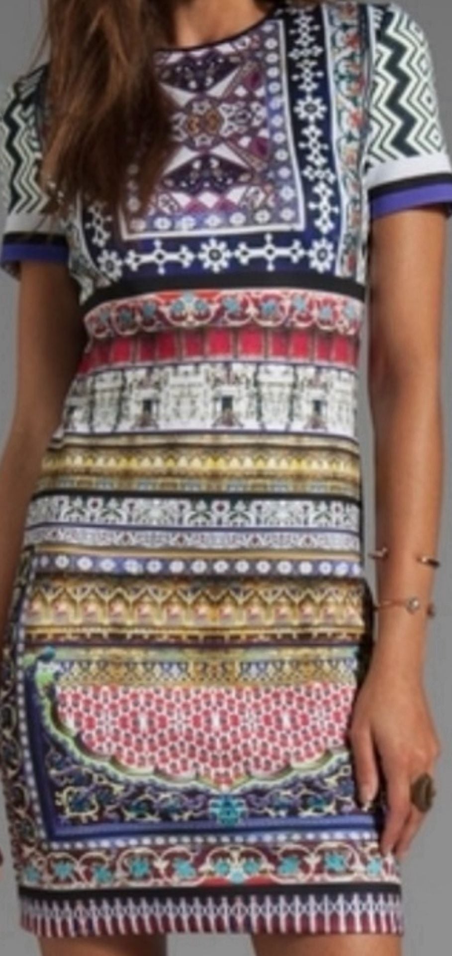 Clover Canyon Architectural Print Short Sleeve Neoprene Mini Dress 2