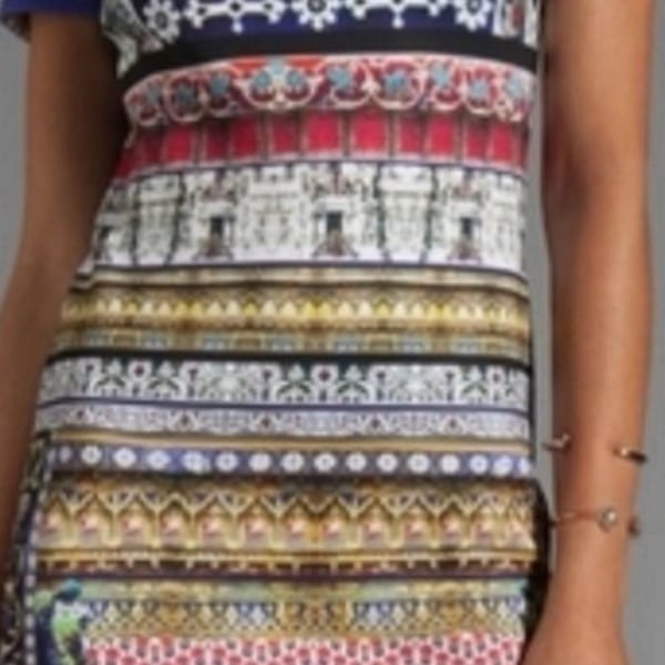 Clover Canyon Architectural Print Short Sleeve Neoprene Mini Dress