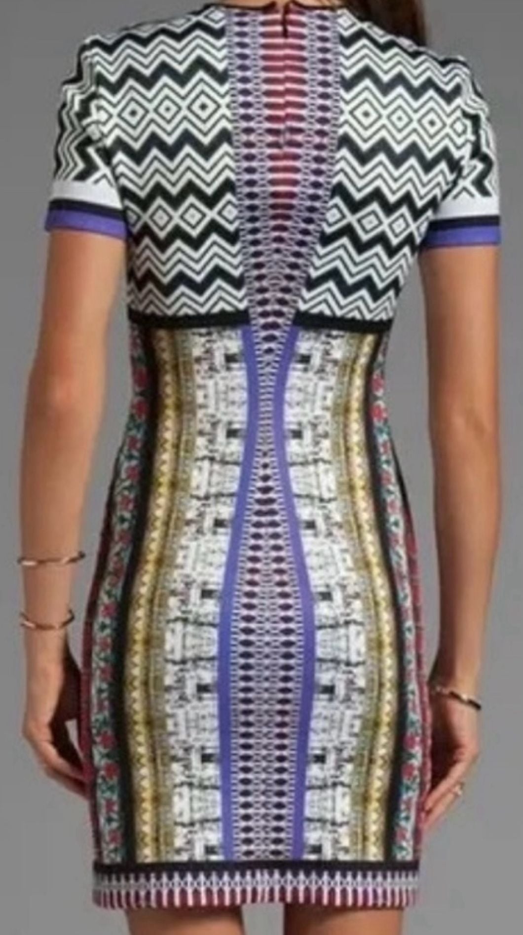 Clover Canyon Architectural Print Short Sleeve Neoprene Mini Dress 3